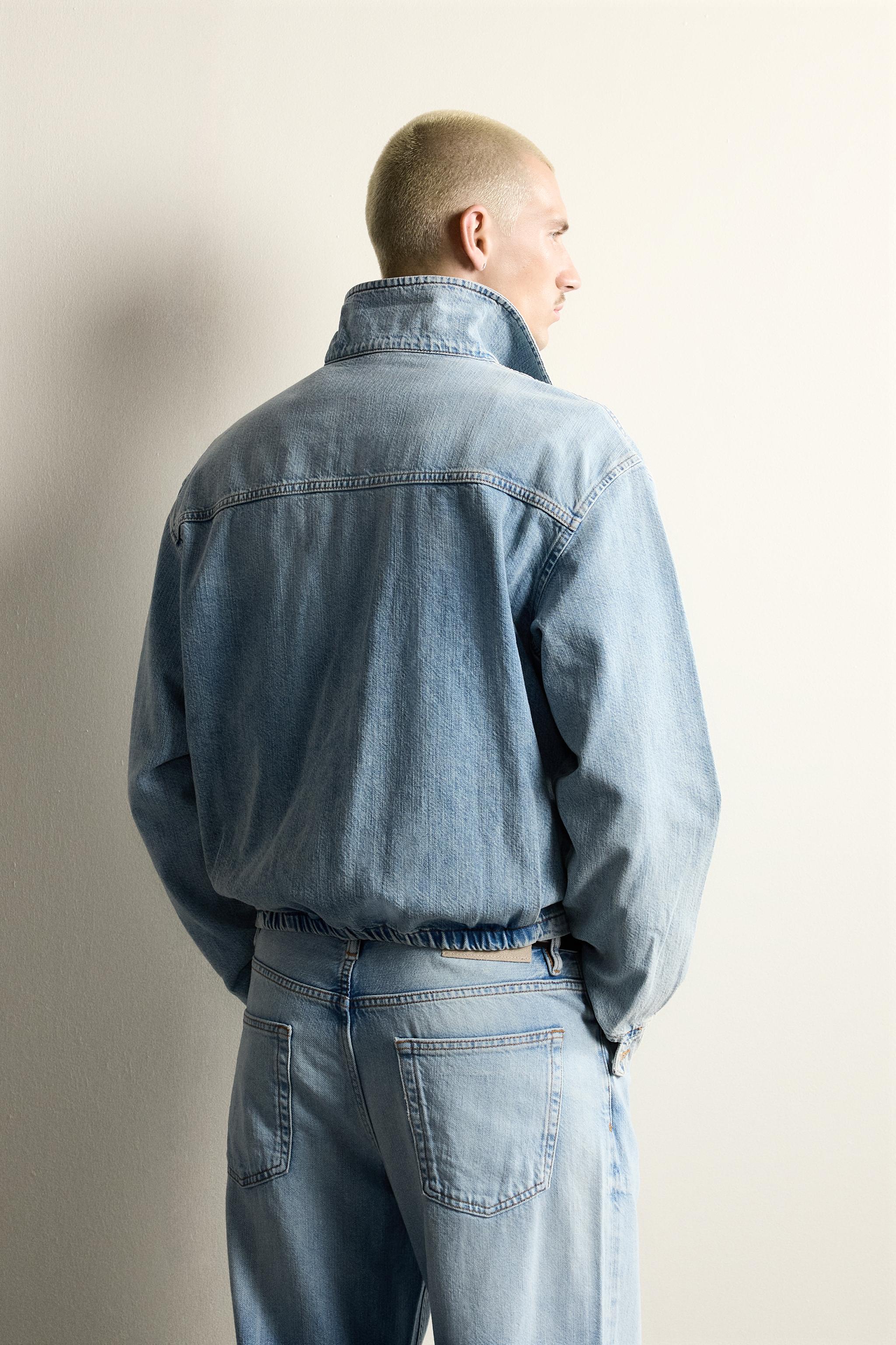 WASHED DENIM ZIP-UP JACKET